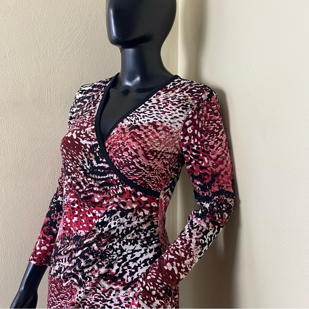 Calvin Klein Multi Colors Wrap Style Knee Hi Dress  Sz 2 - Picture 3 of 13